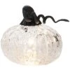Glass 4.52In White Halloween Light Up Iridescent Pumpkin Home