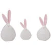 Set Of 3 Transpac Dolomite White Easter Fun Chubby Bunny Tabletop Decor Home