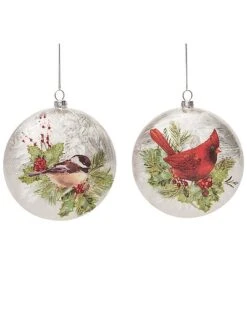 Glass 5.5in Multicolored Christmas Silky Bird Ornament Set Of 2 Home