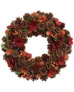 Foam 15.75In Multicolored Harvest Pinecones Wreath Home