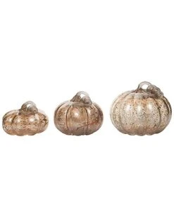 Glass 8.5In Multicolored Harvest Speckle Pumpkins Set Of 3 Home
