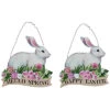 Set Of 2 MDF Floral Bunny Decor Home