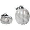 Glass 10.23In Grey Halloween Marbled Pumpkins Accent Set Of 2 Home