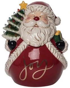 Ceramic 10.25in Multicolored Christmas Vintage Santa Cookie Jar Home