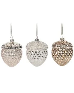 Glass 3.88in Multicolored Christmas Pinecone Ornament Set Of 3 Home