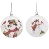 Glass 5.5in Multicolored Christmas Snowman With Bird Ornament Set Of 2 Home