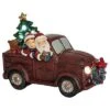 Resin 7.48in Multicolored Christmas Light Up Musical Santa Wagon Home
