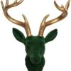 Resin 12in Multicolored Christmas Velvet Reindeer Head Wall Decor Home