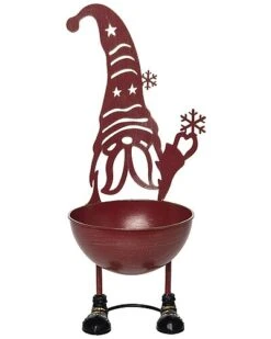 Metal 16in Christmas Gnome Bowl Decor Home