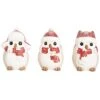 Ceramic 4.75in Multicolored Christmas Snowy Owl Figurine Set Of 3 Home
