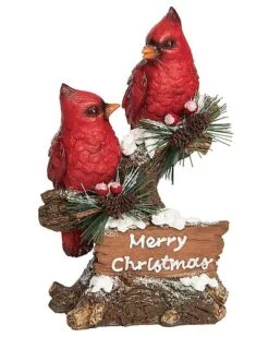 Resin 8in Multicolored Christmas Snowy Cardinal Decor Home