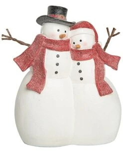 Resin 8.25in Christmas Chilly Snowman Couple Figurine Home