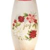 Glass 9.06in Multicolored Christmas Light Up Crackle Joy Vase Home