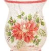 Glass 5.91in Multicolored Christmas Light Up Poinsettia Hurricane Home