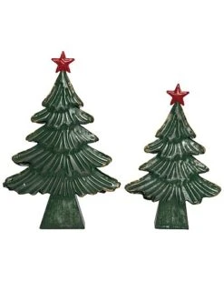 Metal 14.75in Christmas Rustic Tree Decor Set Of 2 Home