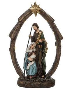 Resin 11.5in Multicolored Christmas Light Up Nativity Decor Home