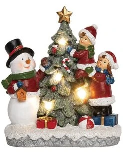Resin 8in Multicolored Christmas Light Up Tree And Friends Decor Home