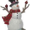 Resin 12in Multicolored Christmas Snowman With Cardinal Branches Decor Home