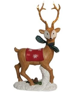 Resin 11.75in Multicolored Christmas Light Up Reindeer Decor Home