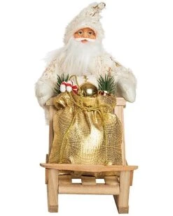 Fabric/Canvas 12in Multicolored Christmas Elegant Metallic Santa Decor Home