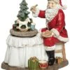 Resin 6.5in Multicolored Christmas Nostaic Crafting Santa Music Box Home