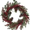 Natural Fiber 24in Multicolored Christmas Twig Berry Eucalyptus Wreath Home