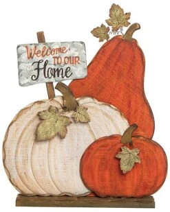 Wood 12.5In Multicolored Harvest Gourd Greetings Decor Home