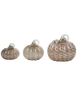Glass 8In Multicolored Harvest Swirl Pumpkins Set Of 3 Home