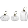 Glass 9In White Harvest Crackle Pumpkins Set Of 3 Home