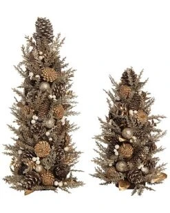 Foam 23In Gold Harvest Gilded Floral Trees Set Of 2 Home
