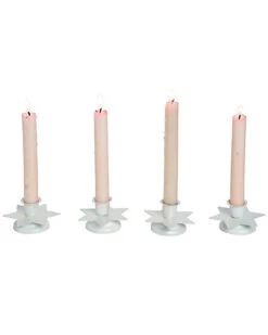 Set Of 4 Metal White Hanukkah Star Taper Candle Holder Home
