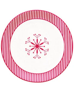 Dolomite Red Christmas Snow Stripes Salad Plate Home