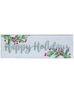 White Wood Christmas Greeting Sign Home