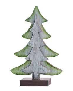 Wood White Christmas Dimensional Tree Decor Home