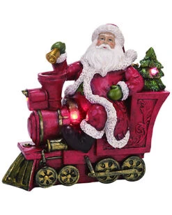 Resin Red Christmas Light Up Santa With Train Home