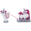 Resin White Christmas Gnome On Sleigh With Reindeer Figurine Home