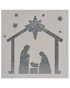 Wood 10in Multicolored Christmas Cut Out Holy Night Block Decor Home