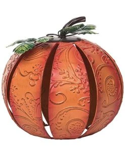 Metal 9.75In Multicolored Harvest Debossed Pumpkin Home