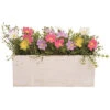 Wood 9in Multicolor Spring Faux Floral Box Display Home