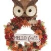 Foam 24.41In Multicolored Harvest Fall Owl And Leaf Wreath Home