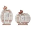 Wood 13.78In Multicolored Harvest Neutral Plaid Pumpkin Decor, Set Of 2 Home