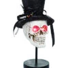 Resin 11in White Halloween Light Up Glitter Top Hat Skull Home