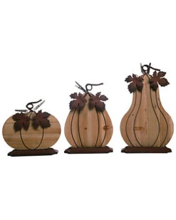 Metal 20in Brown Fall/Harvest Rustic Pumkin Decorative Set Home