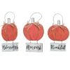 Wood 11in Brown Fall/Harvest Pumpkin Decorative Set Home