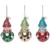 Glass 5.75in Multicolored Christmas Fun Snowman Ornament Set Of 3 Home