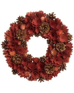 Foam 15.75In Multicolored Harvest Roses And Pinecones Wreath Home