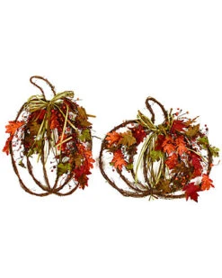 Harvest Floral Set Of 2 Fall Forest Pumpkins Home