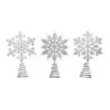 Transpac Set Of 3 Metal Snowflake Tree Toppers Decorative Christmas Sculptures For Indoor Holiday Decor And Gifts