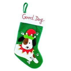 Transpac 14.5 Inch Good Dog Stocking Christmas Holiday Stocking , Bells Bone Treats Paw Prints (1PC) -Home decor GUEST 0e064f7f 1e6f 4bcd a0d7 5e3bd0337919