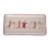 Transpac Dolomite Jolly Skaters Multicolor Ceramic Serving Platter For Christmas Tabletop Decor And Gift Giving